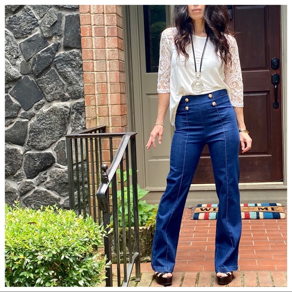 ✨LAST ONE✨BOHO CHIC WIDE LEG JEANS SAILOR PANTS - Picture 13 of 14